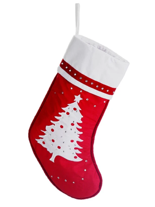 Northlight 22" Red And White Embroidered Tree With Rhinestones Christmas Stocking 3 Northlight 22" Red And White Embroidered Tree With Rhinestones Christmas Stocking