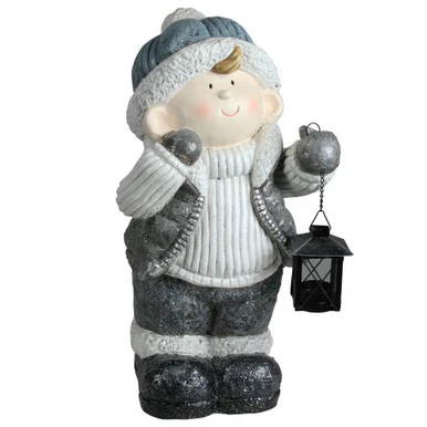 Northlight Little Boy Holding A Tea Light Lantern Christmas Figure - 18.5" - White And Gray 3 Northlight Little Boy Holding A Tea Light Lantern Christmas Figure - 18.5" - White And Gray
