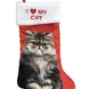 Red Satin I Love My Gray Cat Christmas Holiday Stocking