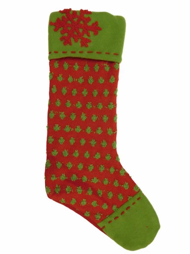 Embellished Red & Green Polka Dot Christmas Holiday Stocking 3 Embellished Red & Green Polka Dot Christmas Holiday Stocking