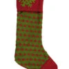 Embellished Green & Red Polka Dot Christmas Holiday Stocking