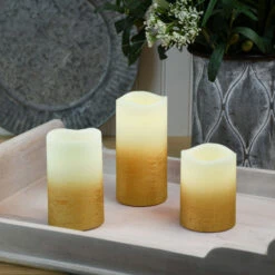 Battery Operated LED Wax Candles, Gold - Set Of 3 -Northlight Christmas 35952603 4bbe 40b5 8ce2 bb9b2224dcba 26326.1694699567