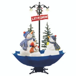 Northlight Lighted Musical Snowing Let It Snow Snowmen In Umbrella Base Christmas Decoration - 5.5' -Northlight Christmas 40110u170 3s bw 06471.1677320480