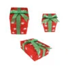 Northlight Set Of 3 Lighted Red With Green Bows And Snowflakes Gift Boxes Outdoor Christmas Decorations 13"