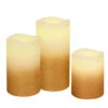 Battery Operated LED Wax Candles, Gold - Set Of 3