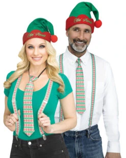 Northlight 3pc Green And Red Nordic Snowflakes Christmas Suspender Kit - One Size Fits Most