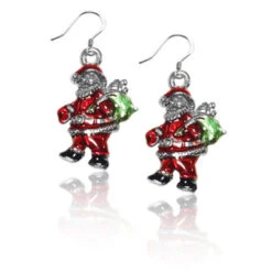 Whimsical Gifts Santa Claus Charm Earrings | Silver Or Gold Finish | Handmade In USA
