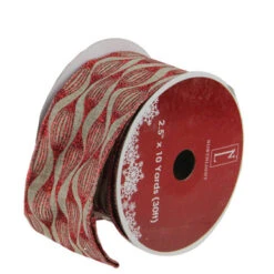 Northlight Brown And Red Glittered Christmas Wired Craft Ribbon 2.5" X 10 Yards