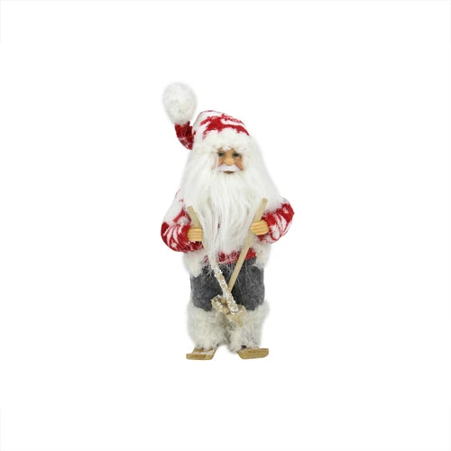 Frontier Reindeer Skiing Santa Claus Christmas Figurine - 9" - Red And White 3 Frontier Reindeer Skiing Santa Claus Christmas Figurine - 9" - Red And White