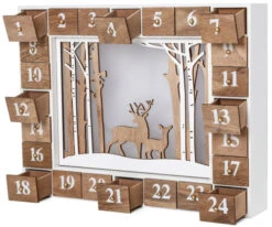 BRUBAKER Reusable Wooden Advent Calendar To Fill - White Winter Landscape With LED Lighting - DIY Christmas Calendar 13.98 X 2.36 X 10.63 Inches 12 BRUBAKER Reusable Wooden Advent Calendar To Fill - White Winter Landscape With LED Lighting - DIY Christmas Calendar 13.98 X 2.36 X 10.63 Inches -Northlight Christmas AdventCalendar PETZ170725 4251219616667.3000.002 75691.1633721491
