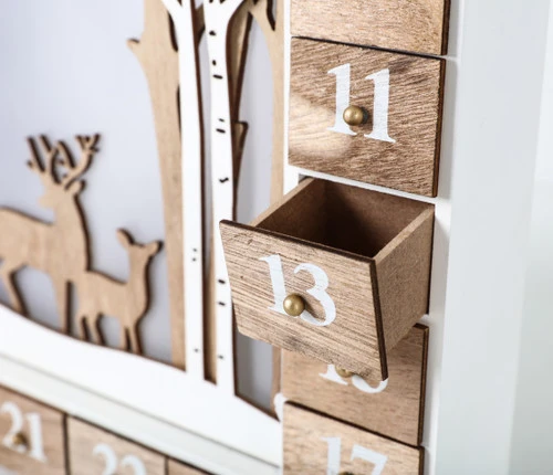 BRUBAKER Reusable Wooden Advent Calendar To Fill - White Winter Landscape With LED Lighting - DIY Christmas Calendar 13.98 X 2.36 X 10.63 Inches 6 BRUBAKER Reusable Wooden Advent Calendar To Fill - White Winter Landscape With LED Lighting - DIY Christmas Calendar 13.98 X 2.36 X 10.63 Inches - Image 4
