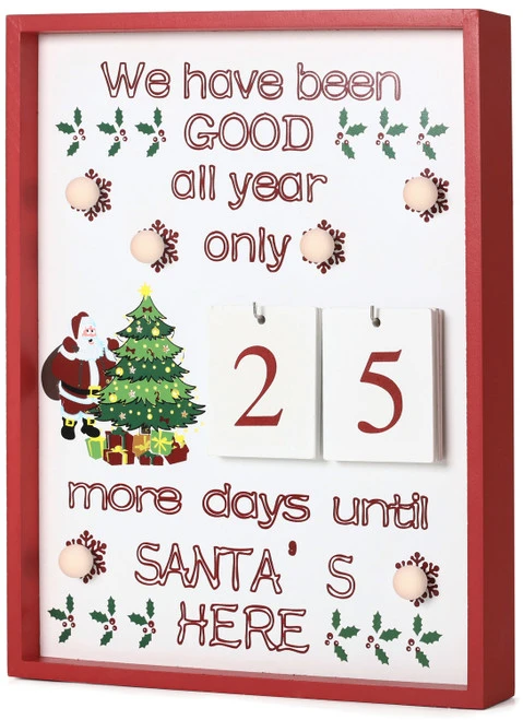 BRUBAKER Christmas Countdown Calendar - Wooden Board With Calendar Sheets - White With 6 LED Lights - 11 X 1.57 X 14 Inches 3 BRUBAKER Christmas Countdown Calendar - Wooden Board With Calendar Sheets - White With 6 LED Lights - 11 X 1.57 X 14 Inches