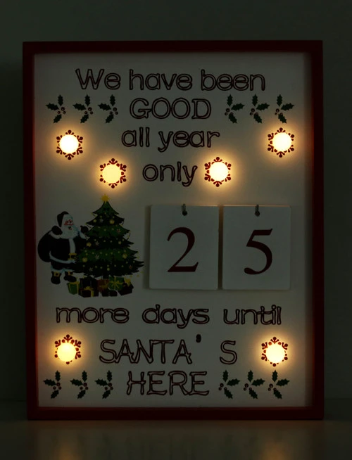 BRUBAKER Christmas Countdown Calendar - Wooden Board With Calendar Sheets - White With 6 LED Lights - 11 X 1.57 X 14 Inches 5 BRUBAKER Christmas Countdown Calendar - Wooden Board With Calendar Sheets - White With 6 LED Lights - 11 X 1.57 X 14 Inches - Image 3