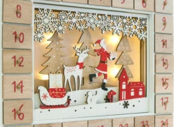 BRUBAKER Reusable Wooden Advent Calendar To Fill - Santa Claus In The Forest With LED Lighting - DIY Christmas Calendar 13.98 X 2.36 X 10.63 Inches -Northlight Christmas AdventCalendar PETZ200286 4251219627595.2500.002 31242.1633721569