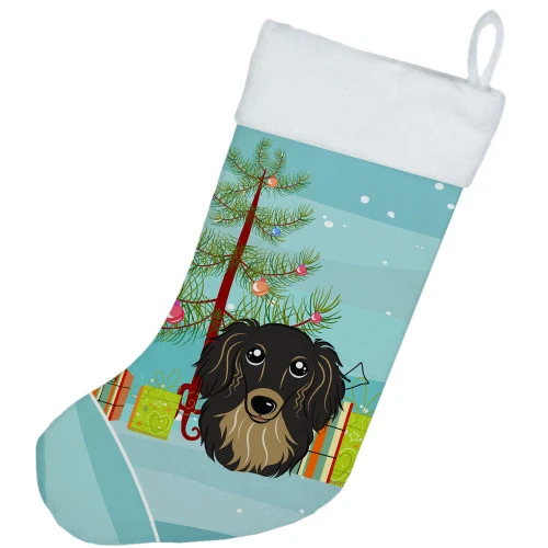 Christmas Tree And Longhair Black And Tan Dachshund Christmas Stocking BB1585CS 4 Christmas Tree And Longhair Black And Tan Dachshund Christmas Stocking BB1585CS - Image 2
