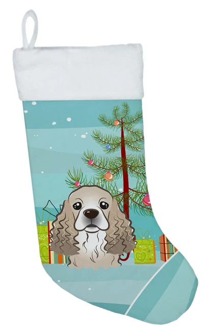 Christmas Tree And Cocker Spaniel Christmas Stocking BB1588CS 3 Christmas Tree And Cocker Spaniel Christmas Stocking BB1588CS