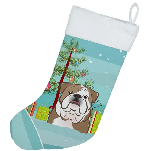 Christmas Tree And English Bulldog Christmas Stocking BB1591CS 4 Christmas Tree And English Bulldog Christmas Stocking BB1591CS - Image 2