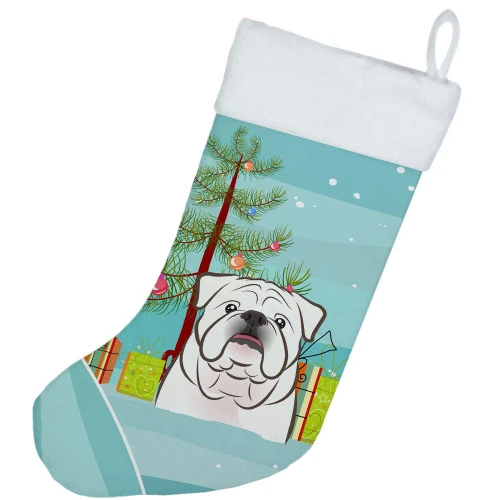 Christmas Tree And White English Bulldog Christmas Stocking BB1592CS 4 Christmas Tree And White English Bulldog Christmas Stocking BB1592CS - Image 2