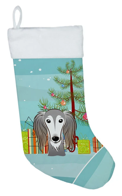 Christmas Tree And Saluki Christmas Stocking BB1601CS 3 Christmas Tree And Saluki Christmas Stocking BB1601CS