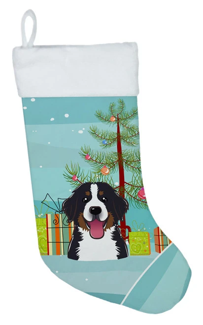 Christmas Tree And Bernese Mountain Dog Christmas Stocking BB1609CS 3 Christmas Tree And Bernese Mountain Dog Christmas Stocking BB1609CS