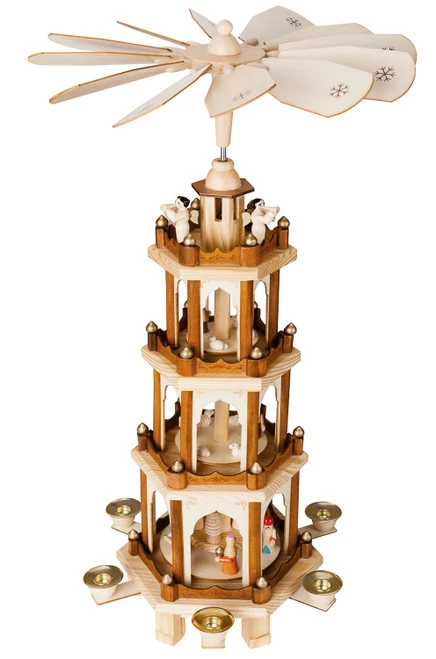 BRUBAKER Christmas Pyramid - 24 Inches - 4 Tier Carousel With 6 Candle Holders And Hand Painted Figurines - Designed In Germany 3 BRUBAKER Christmas Pyramid - 24 Inches - 4 Tier Carousel With 6 Candle Holders And Hand Painted Figurines - Designed In Germany