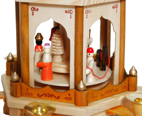 BRUBAKER Christmas Pyramid - 24 Inches - 4 Tier Carousel With 6 Candle Holders And Hand Painted Figurines - Designed In Germany 7 BRUBAKER Christmas Pyramid - 24 Inches - 4 Tier Carousel With 6 Candle Holders And Hand Painted Figurines - Designed In Germany - Image 5