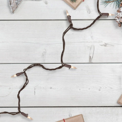 Mini Commercial Christmas Light Set - Clear - 300ct - 68' Brown Wire 4 Mini Commercial Christmas Light Set - Clear - 300ct - 68' Brown Wire - Image 2