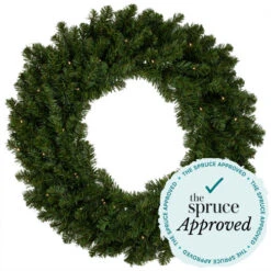 Northlight Pre-Lit Commercial Canadian Pine Artificial Christmas Wreath - 5' - Clear Lights 9 Northlight Pre-Lit Commercial Canadian Pine Artificial Christmas Wreath - 5' - Clear Lights -Northlight Christmas canadianpine sprucebadge 92287.1701883384