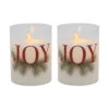 Battery Operated LED Glass Candles With Moving Flame, JOY - Set Of 2 -Northlight Christmas cc2bff28 476f 4dd4 8bff 29952ee425f2 65768.1693507682