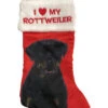 Red Satin I Love My Rottwiler Dog Christmas Holiday Stocking -Northlight Christmas cprottweilerstocking052521 21553.1653951240.386.513