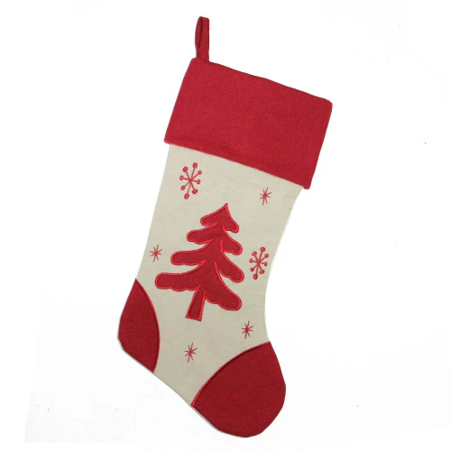Northlight 18" Red And Ivory Tree With Snowflakes Christmas Stocking 3 Northlight 18" Red And Ivory Tree With Snowflakes Christmas Stocking
