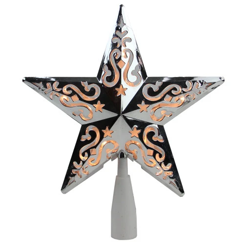 Northlight 8.25" Silver Scroll Star Lighted Christmas Tree Topper - Clear Lights 3 Northlight 8.25" Silver Scroll Star Lighted Christmas Tree Topper - Clear Lights