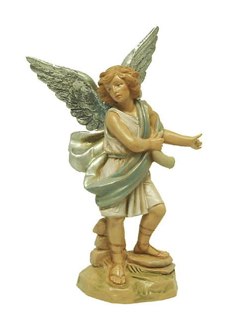 5.75" Blue And Cream White Hand Painted Raphael Angel Fontanini Nativity Figurine 3 5.75" Blue And Cream White Hand Painted Raphael Angel Fontanini Nativity Figurine