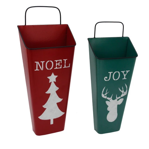 Set Of 2 Red Noel And Green Joy Christmas Container Wall Hangings 19.75" 3 Set Of 2 Red Noel And Green Joy Christmas Container Wall Hangings 19.75"