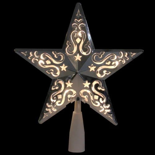 Northlight 8.25" Silver Scroll Star Lighted Christmas Tree Topper - Clear Lights 4 Northlight 8.25" Silver Scroll Star Lighted Christmas Tree Topper - Clear Lights - Image 2