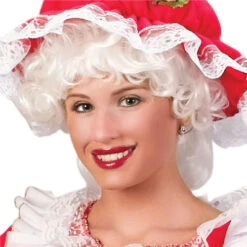 Fun World 8" Mrs. Santa Claus Curly Christmas Wig Women Costume Accessory - One Size