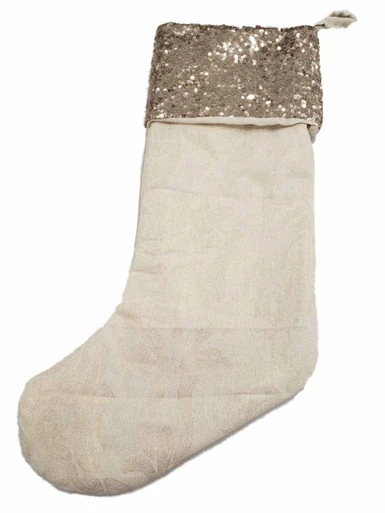 Beige & Gold Metallic Sequin Sparkle Christmas Holiday Gift Present Stocking 3 Beige & Gold Metallic Sequin Sparkle Christmas Holiday Gift Present Stocking
