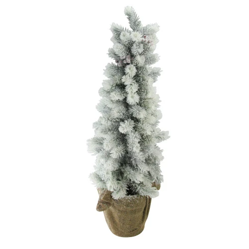 Northlight 2ft Potted Flocked Mini Pine Slim Christmas Tree With Berries - Unlit 3 Northlight 2ft Potted Flocked Mini Pine Slim Christmas Tree With Berries - Unlit
