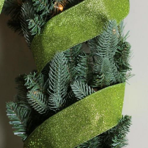 Northlight Shimmering Lime Green Solid Wired Christmas Craft Ribbon - 2.5" X 10 Yards 5 Northlight Shimmering Lime Green Solid Wired Christmas Craft Ribbon - 2.5" X 10 Yards - Image 3