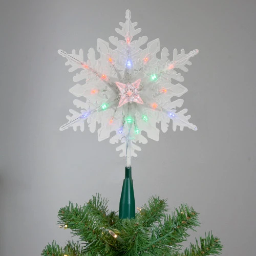 Northlight 15" Lighted Three Dimensional Snowflake Christmas Tree Topper - Multi Colored Lights 4 Northlight 15" Lighted Three Dimensional Snowflake Christmas Tree Topper - Multi Colored Lights - Image 2