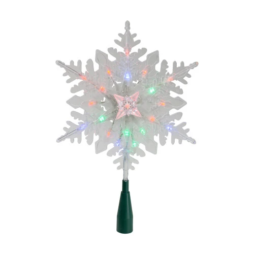 Northlight 15" Lighted Three Dimensional Snowflake Christmas Tree Topper - Multi Colored Lights 3 Northlight 15" Lighted Three Dimensional Snowflake Christmas Tree Topper - Multi Colored Lights