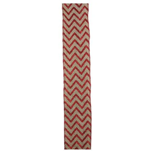 Northlight Red And Beige Chevron Wired Christmas Craft Ribbon 2.5" X 10 Yards 4 Northlight Red And Beige Chevron Wired Christmas Craft Ribbon 2.5" X 10 Yards - Image 2