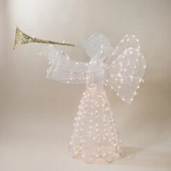 Northlight Lighted 3D Trumpeting Angel Outdoor Christmas Decoration - 44" - Clear Lights