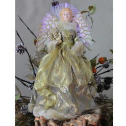 Northlight 16" Gold And Brown Lighted Angel In Gown With Harp Christmas Tree Topper -Northlight Christmas mnfmceweuhbujjb6ruodk4k83jdzag2v 04341.1588415522