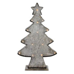Melrose 26.5" Rustic Brown And Gray LED Lighted Christmas Tree Tabletop Decor