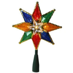 Lighted 8-Point Star Christmas Tree Topper - 11" - Multi-Color - Clear Lights