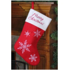 Northlight 16" Red And White Merry Christmas Snowflake Embroidered Christmas Stocking -Northlight Christmas niqg9matip4yvuagncywlsytghyzol5m 00098.1588354104