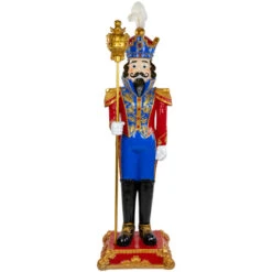 Northlight Regal Commercial Christmas Nutcracker Soldier With Scepter - 6.5' - Red And Blue