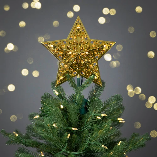LED Lighted Star Christmas Tree Topper - 9.5" - Gold 4 LED Lighted Star Christmas Tree Topper - 9.5" - Gold - Image 2