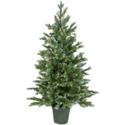 4' Potted Blue Spruce Artificial Christmas Tree, Clear Lights